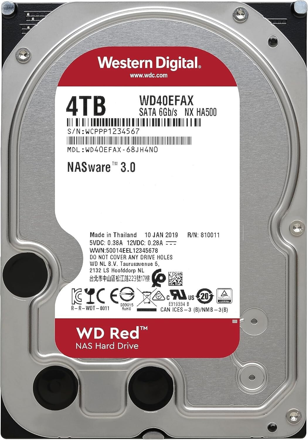 4TB WD Red HDD with 5400 RPM and SATA 6 Gb/s for Reliable NAS Storage