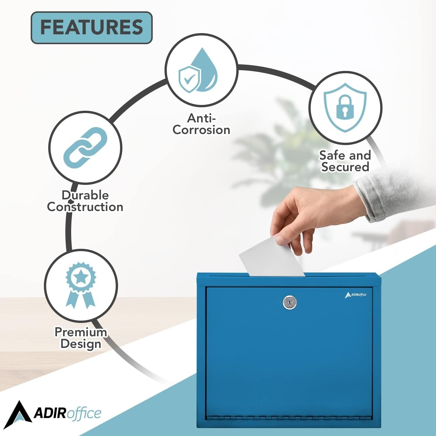 Durable Secure Suggestion Box with Front Slot - Perfect Mailbox for Offices