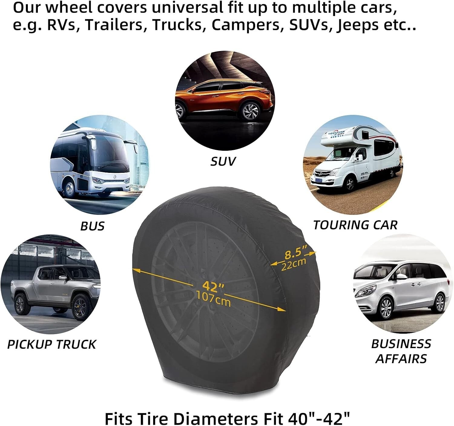 Durable Waterproof Tire Covers for RVs - 4 Pack Universal Protection 40-42 Inch