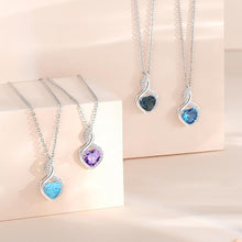Load image into Gallery viewer, March Birthstone Necklace - 14K White Gold Aquamarine Heart with Diamond Pendant