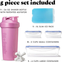 Load image into Gallery viewer, Mauve Meal Prep Lunch Bag with 4 Compartments and Comfortable Shoulder Strap