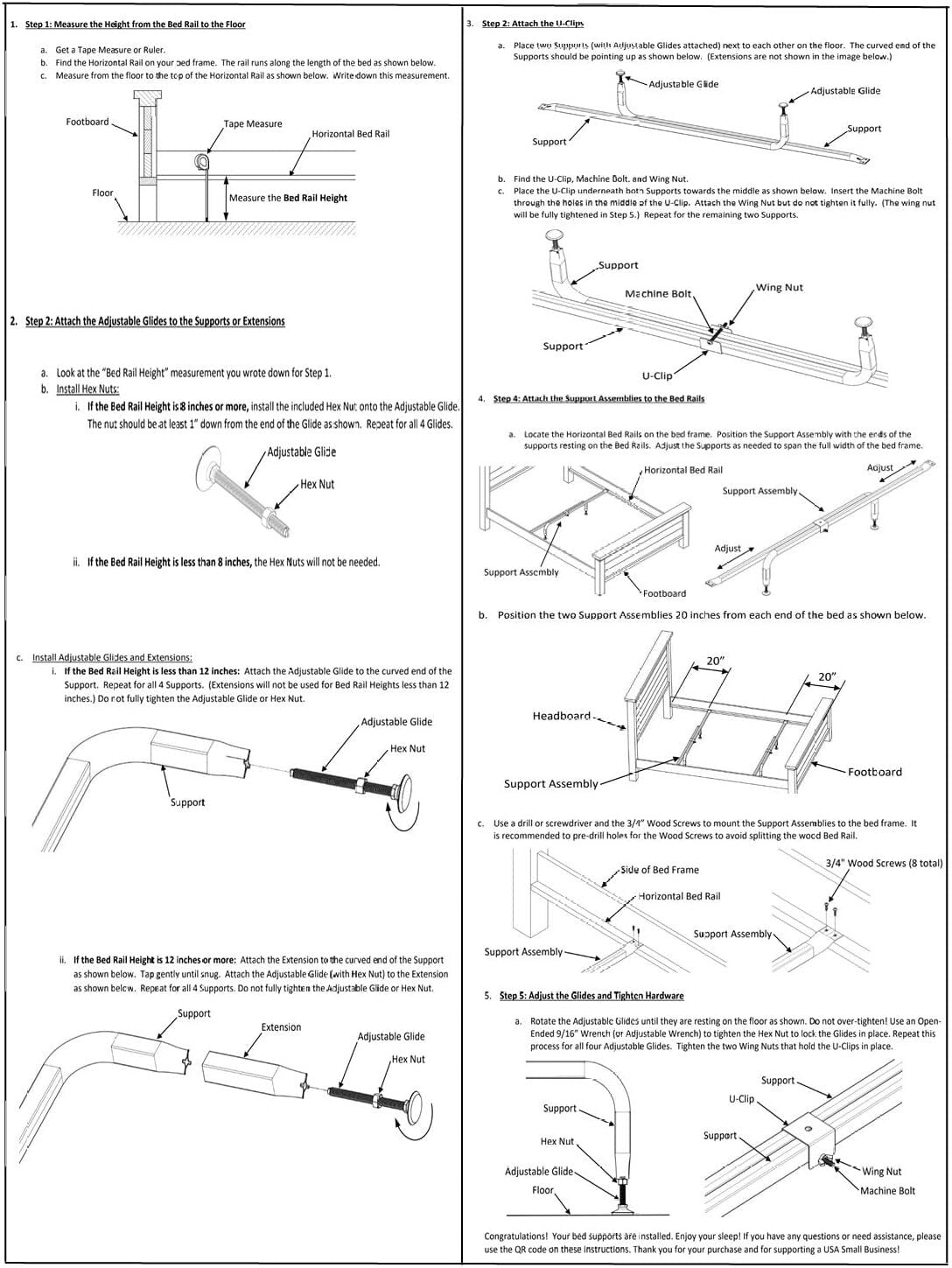Customizable Steel Bed Slats Support - Fits Full, Queen, King & California King
