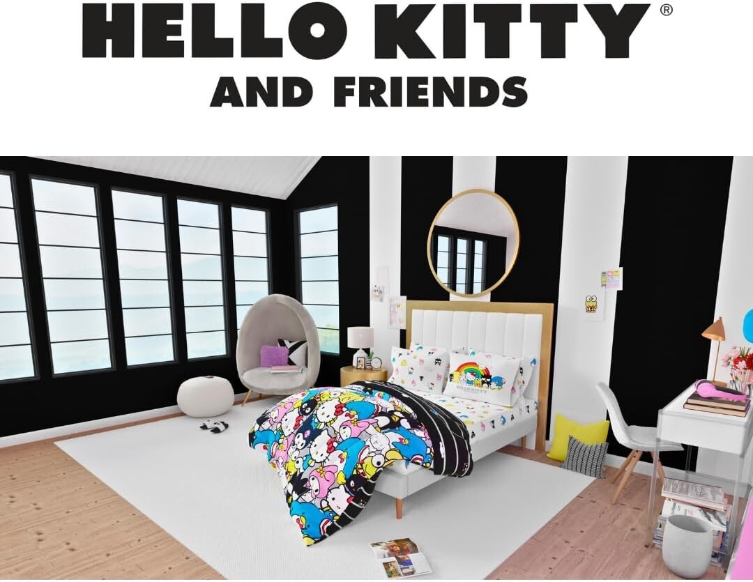 Chic Hello Kitty & Friends 7-Piece Queen Comforter and Sheet Set for Collectors