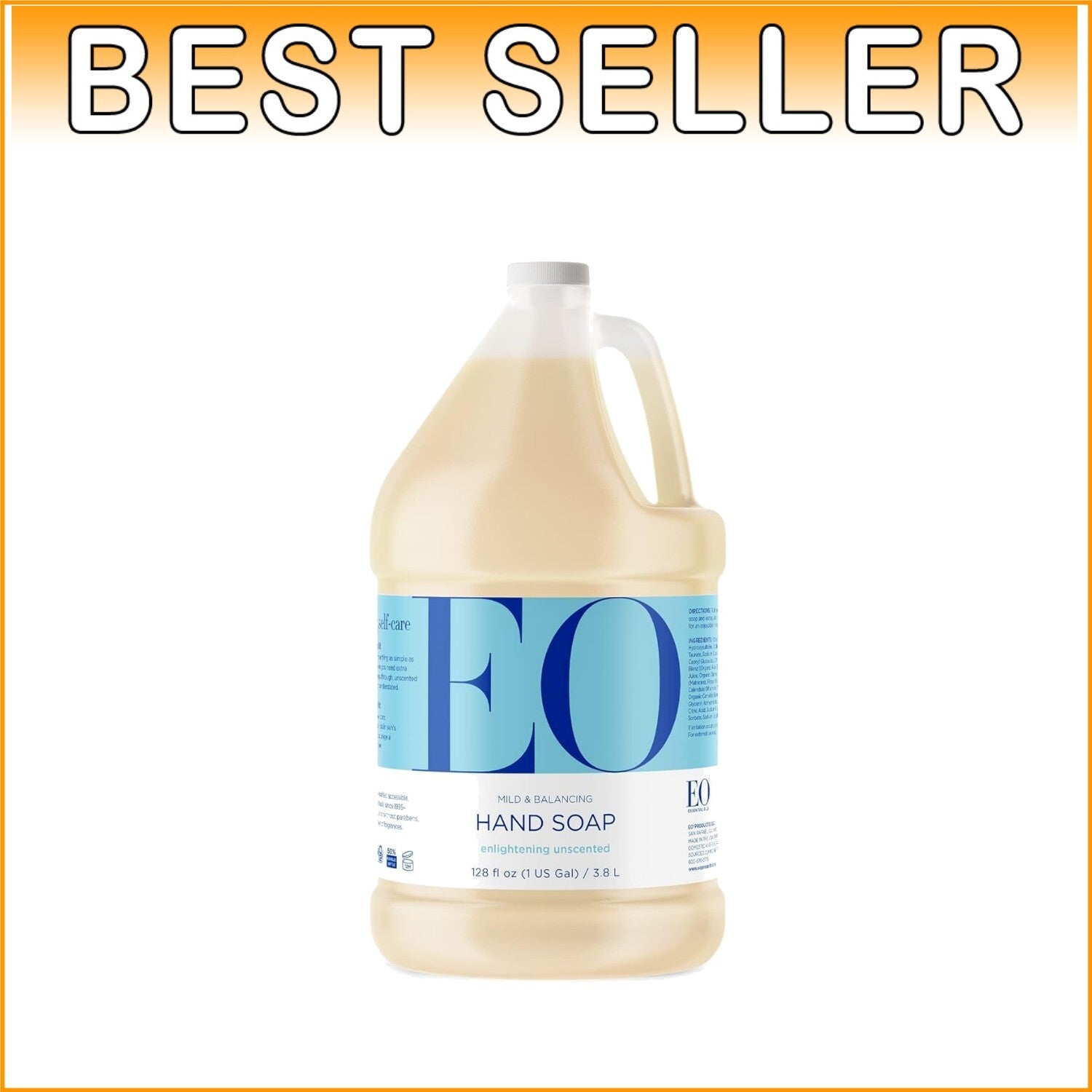 Gentle 1 Gallon EO Hand Soap Refill - Organic, Cruelty-Free, Unscented Cleanser