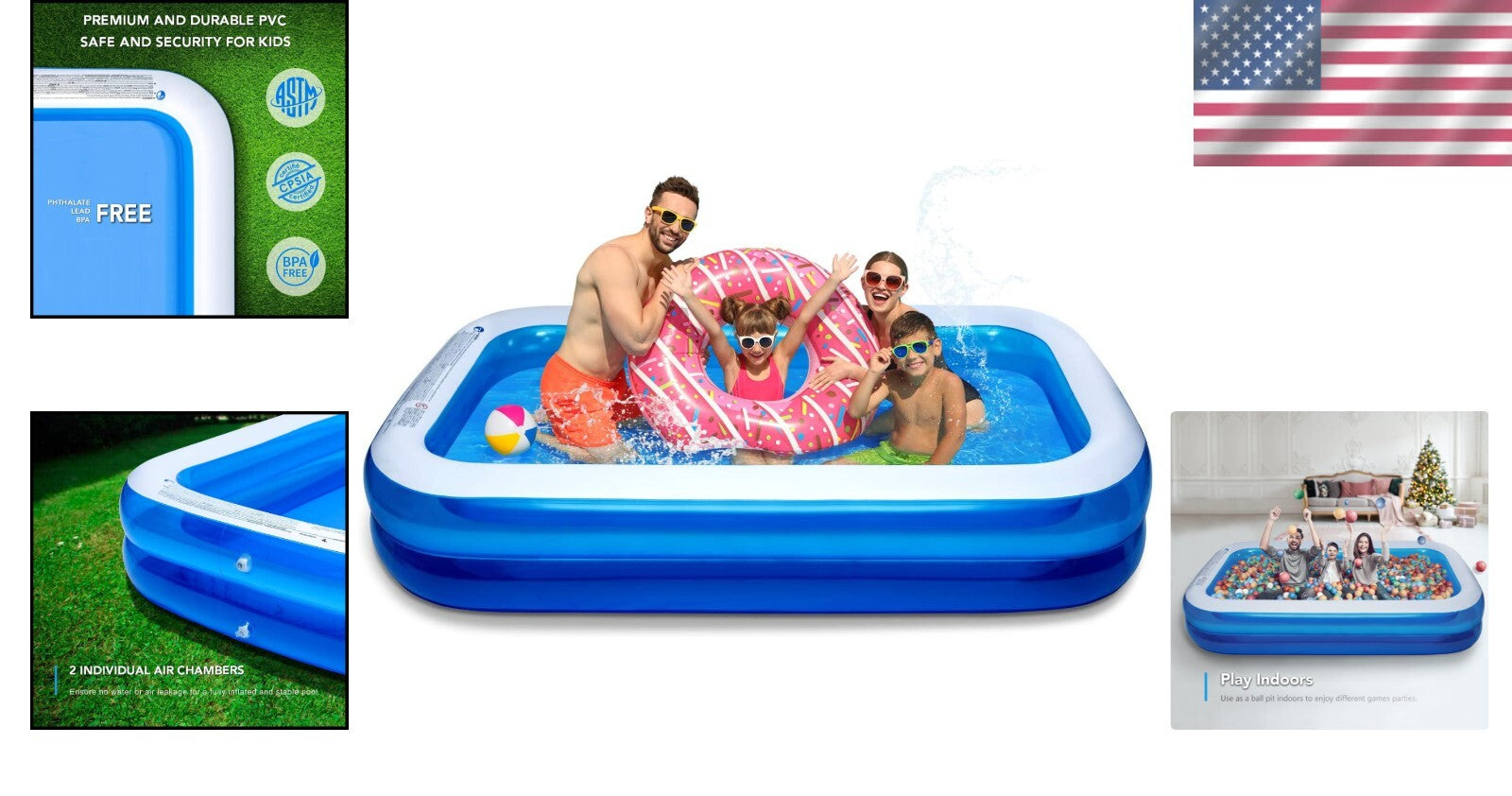 Easy Set Full-Sized Lounge Pool - 103" x 69" for Kids & Adults Outdoor Enjoyment
