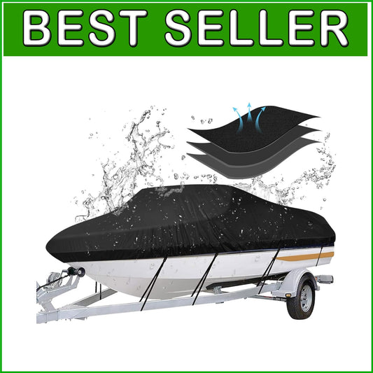 16' to 18.5' Adjustable Boat Cover with Storage Bag - Waterproof & UV Resistant
