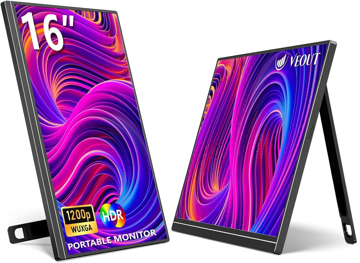 Ultra-Slim 16-Inch Portable Monitor with Kickstand - Ideal for Work and Travel