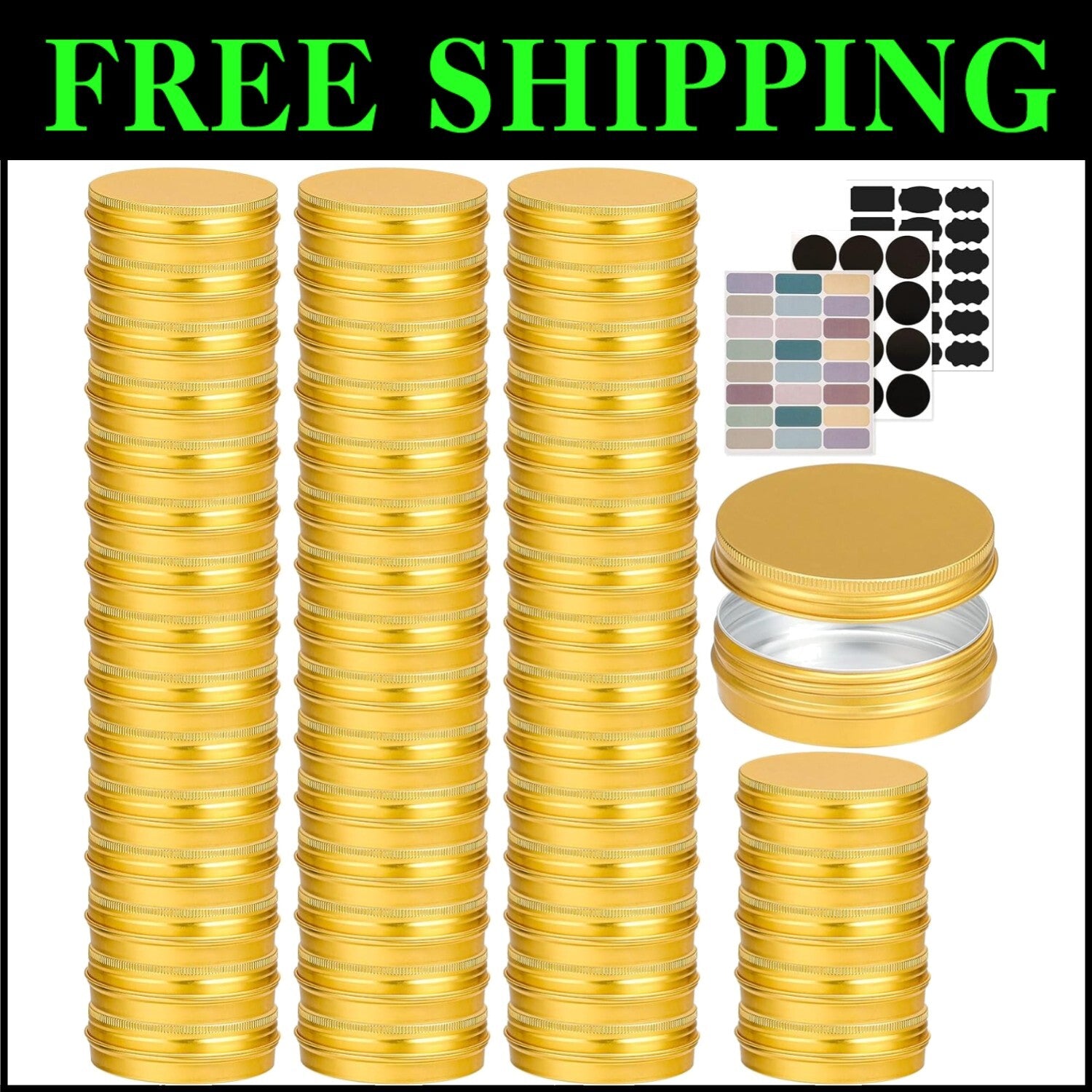 Durable Round 4 oz Aluminum Tins – Eco-Friendly Screw-Top Containers, 50 Pack