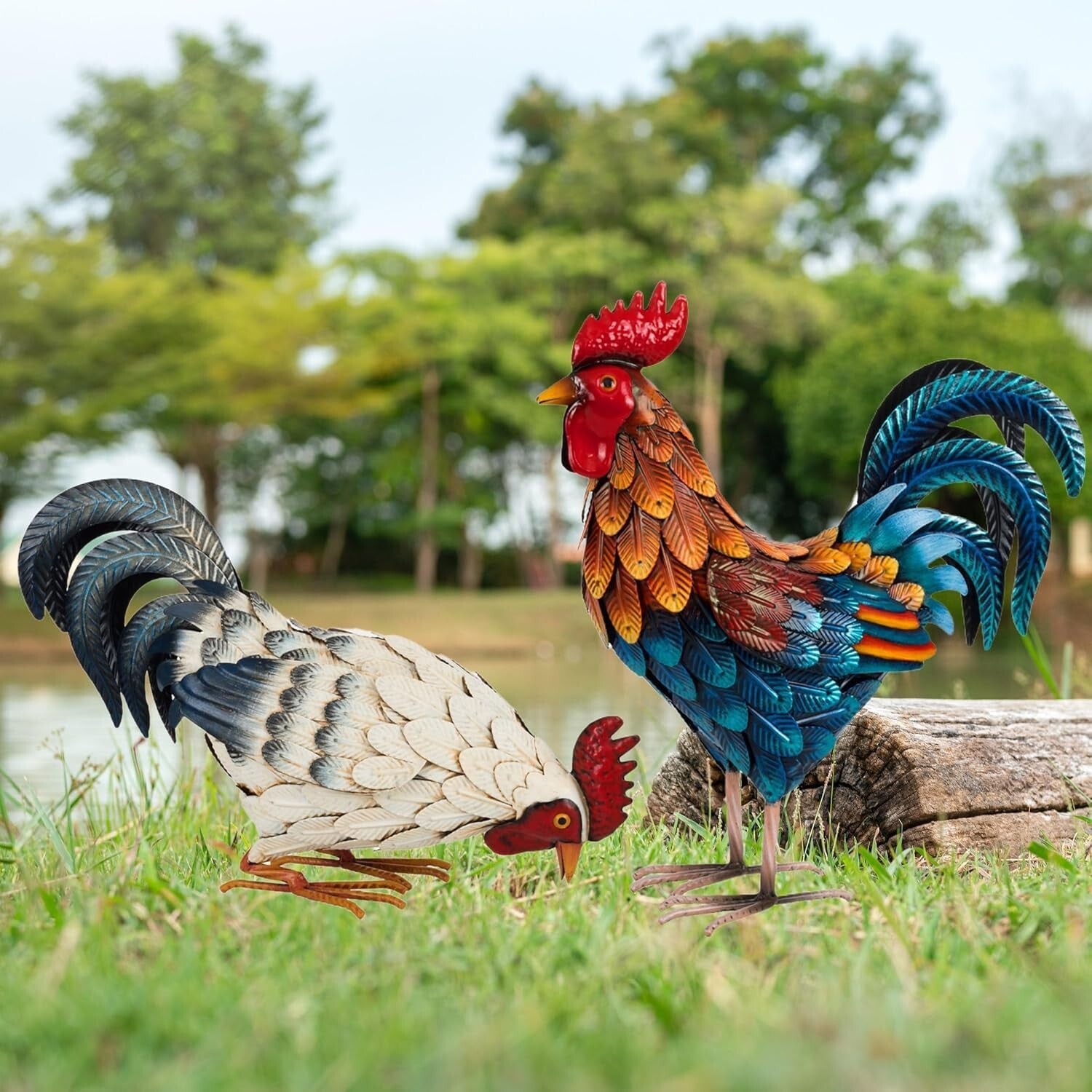 Weather-Resistant Outdoor Chicken Statues for Vibrant Lawn Decoration