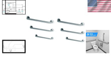 Load image into Gallery viewer, Easy to Install ADA Grab Bar Bundle - Stainless Steel &amp; 1.5" Diameter, 6 Pack