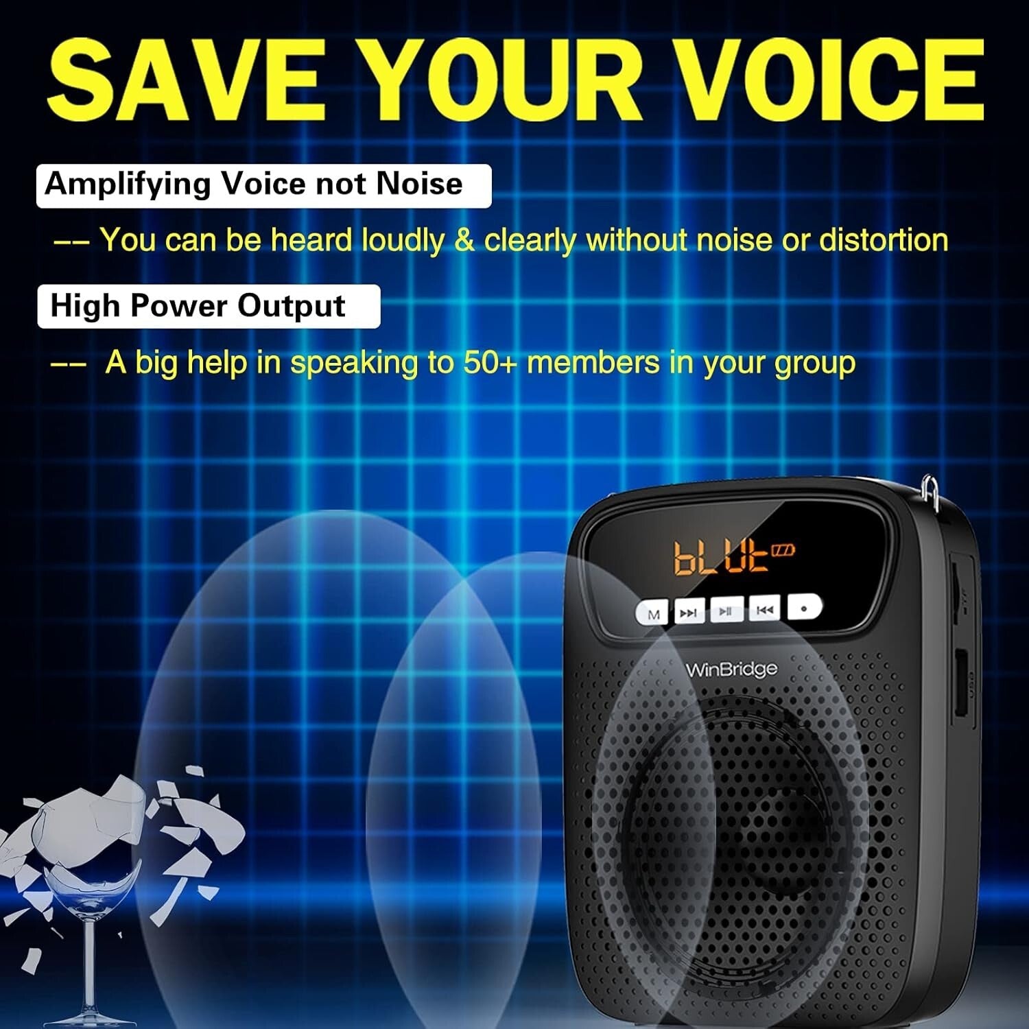 15W Portable Teacher Voice Amplifier - Wireless & Wired Microphone Included