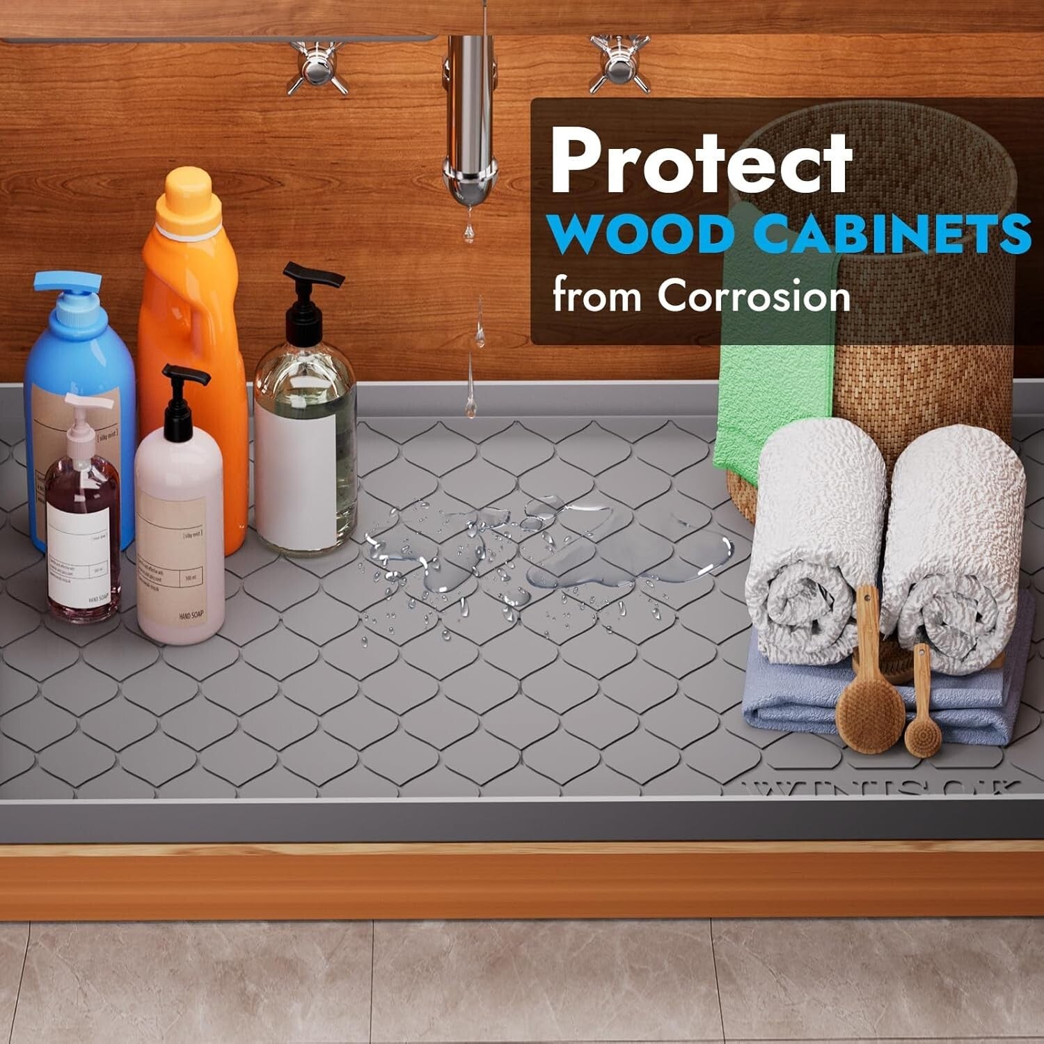 Waterproof Silicone Under Sink Mat 40"x22" - Ultimate Cabinet Protection
