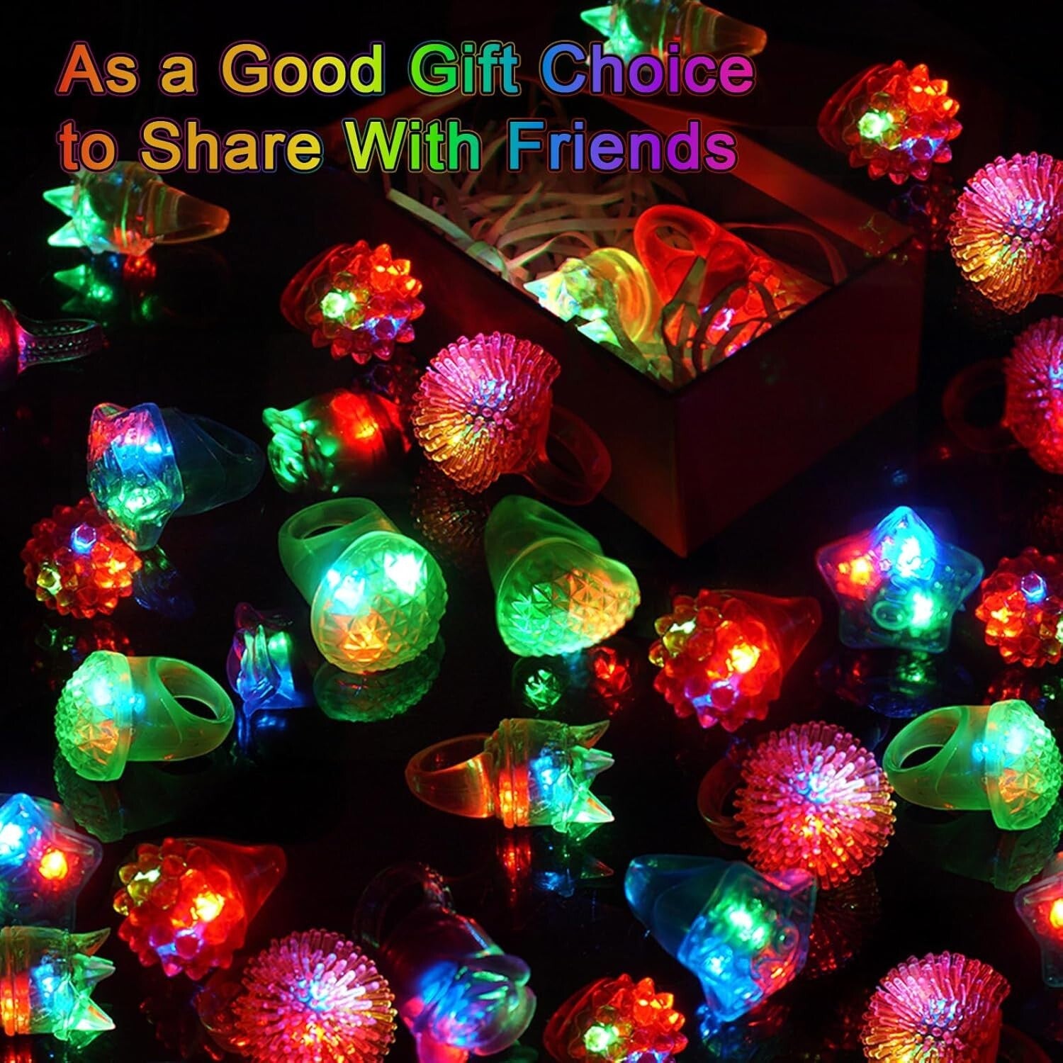 Versatile LED Glow Rings Pack - 150 Count with 6 Unique Styles for Celebrations