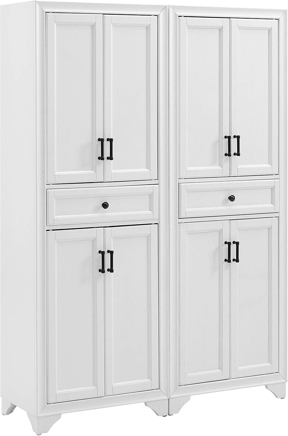 Charming 2-Piece Pantry Storage Duo with Adjustable Shelves in Distressed White