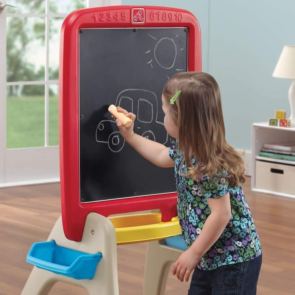 All Around Easel for Two: Durable Kids Activity Table with Chalkboard & Markers