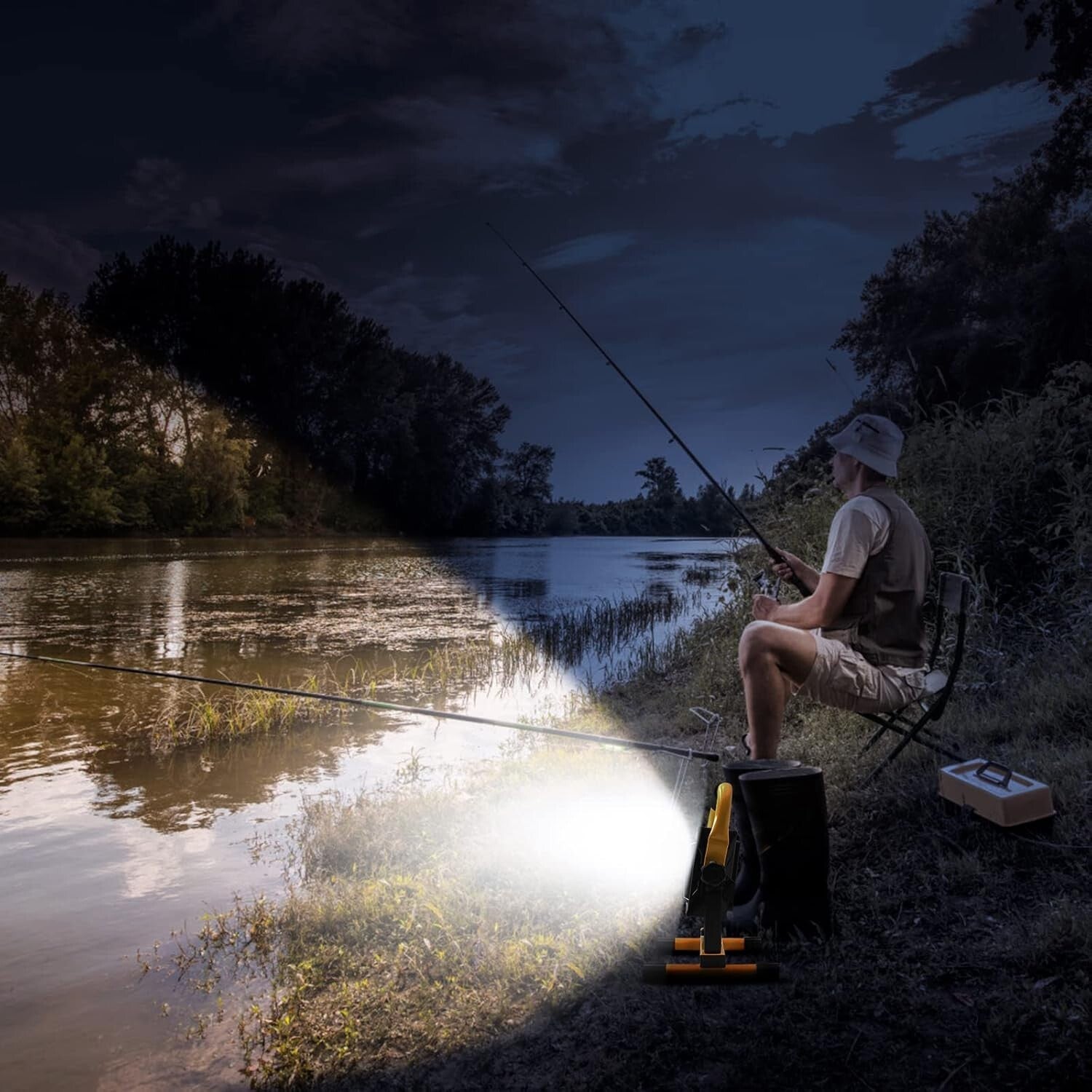 Ultra Bright 7000LM Waterproof Work Light with Rechargeable Battery for Outdoors