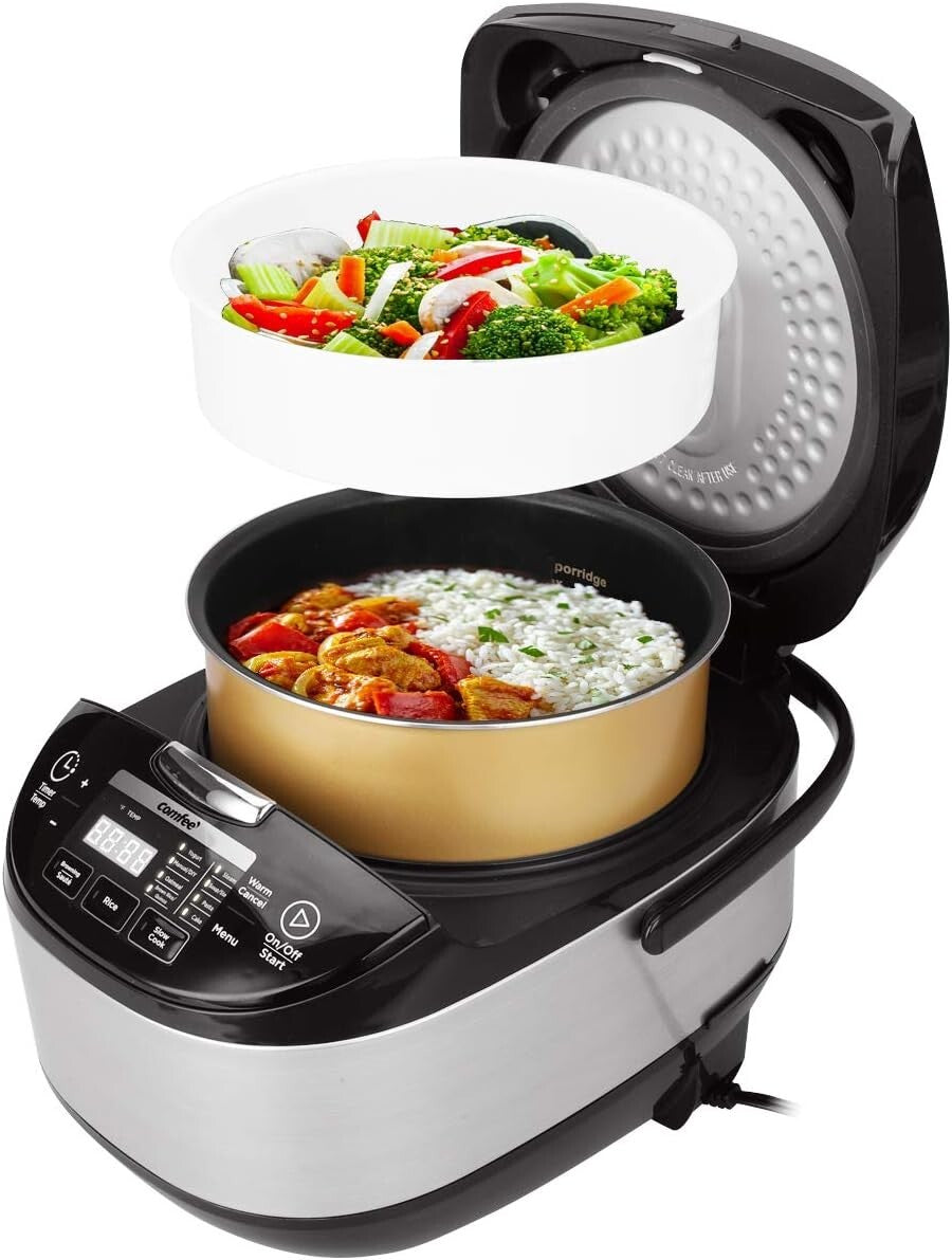 Programmable Japanese Rice Cooker - 10 Cups Uncooked, Keep Warm & Delay Timer