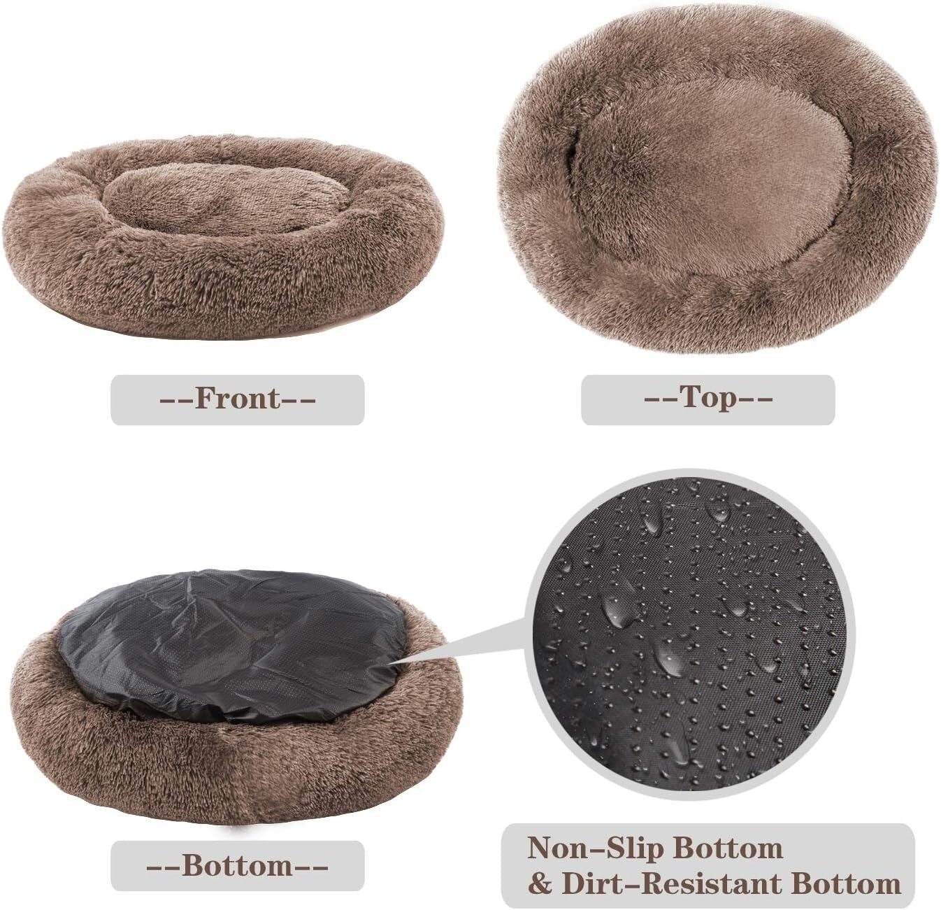 Calming Faux Fur Dog Bed (L/XL/XXL/XXXL) for Medium & Large Dogs - 32x24x8