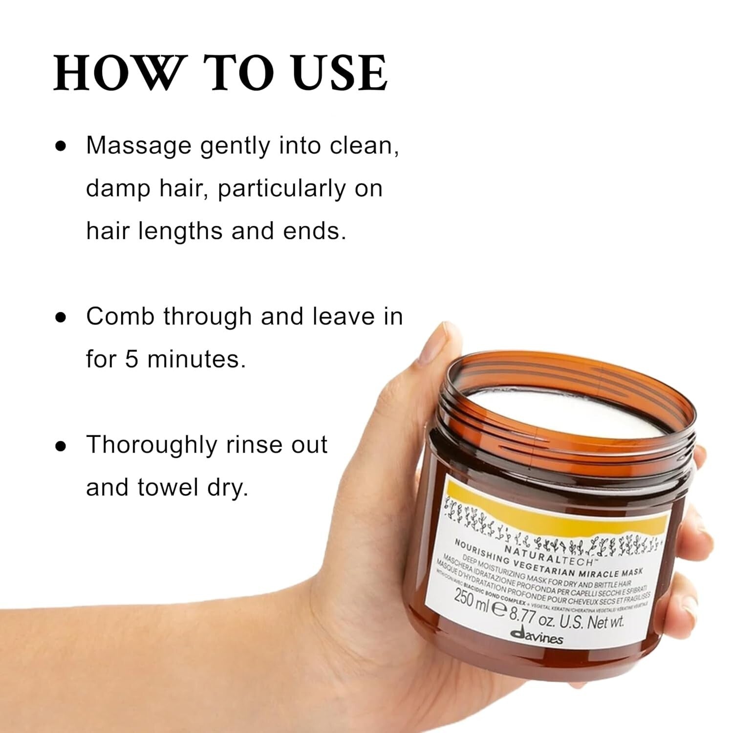 Miracle Mask for Dry Hair - Vegetarian Deep Moisturizing Treatment, 8.77 Fl. Oz.