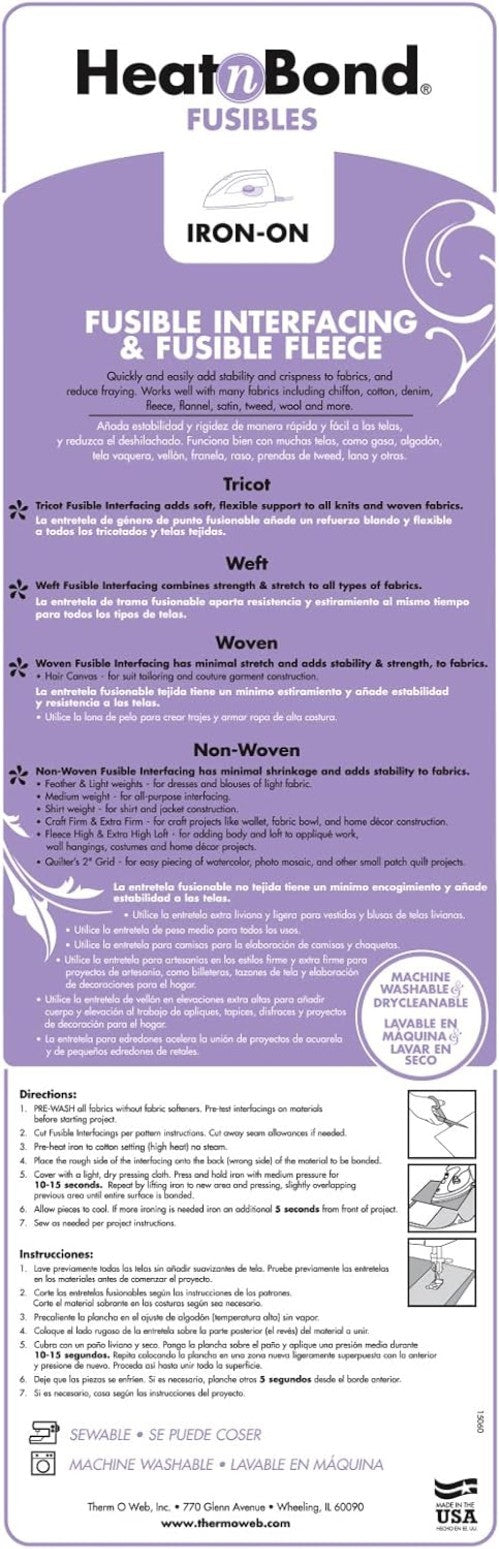 USA-Made Lightweight Non-Woven Fusible Interfacing - Ideal for Crafting & Sewing