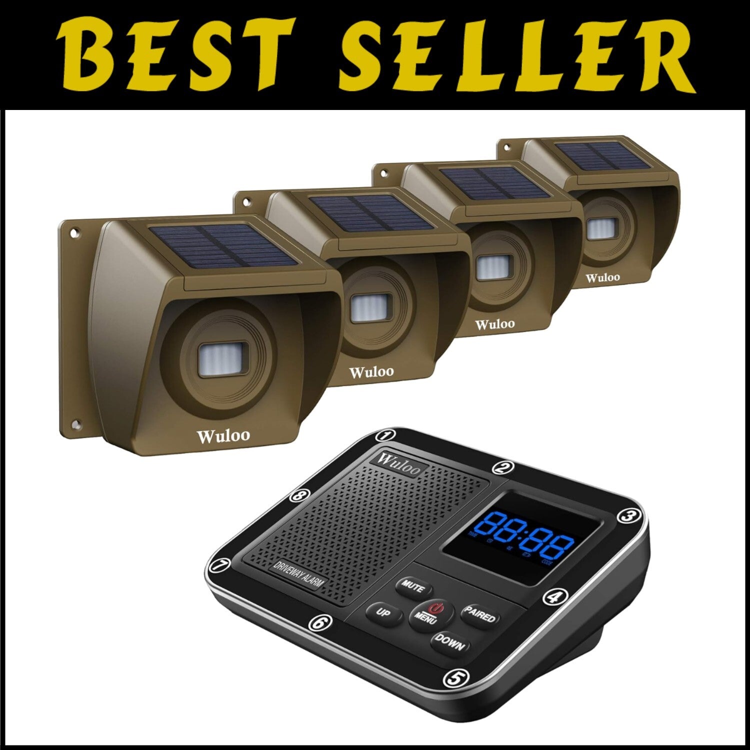Rechargeable Solar Driveway Alert System with Expandable Sensor & 30ft Detection