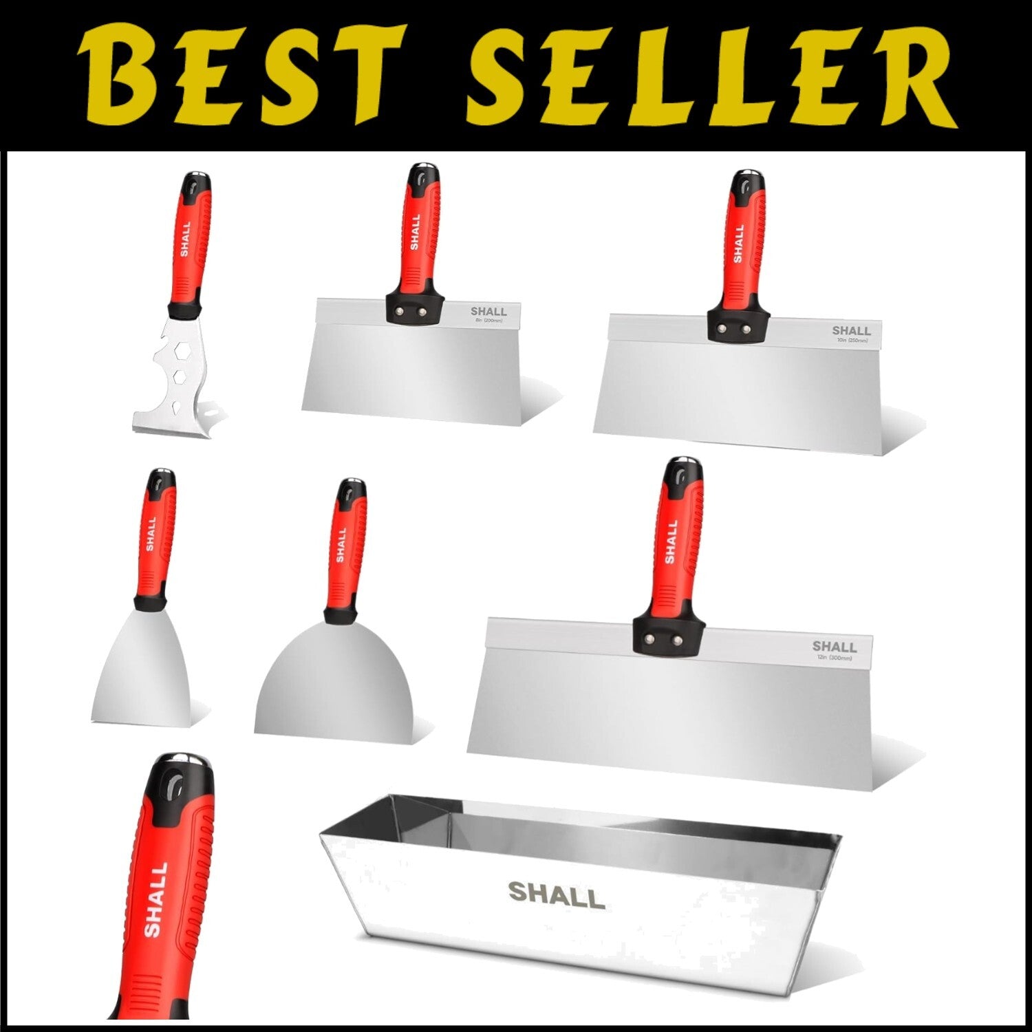 Complete 7-Pc Stainless Steel Drywall Tool Set for Joint Taping and Finishing