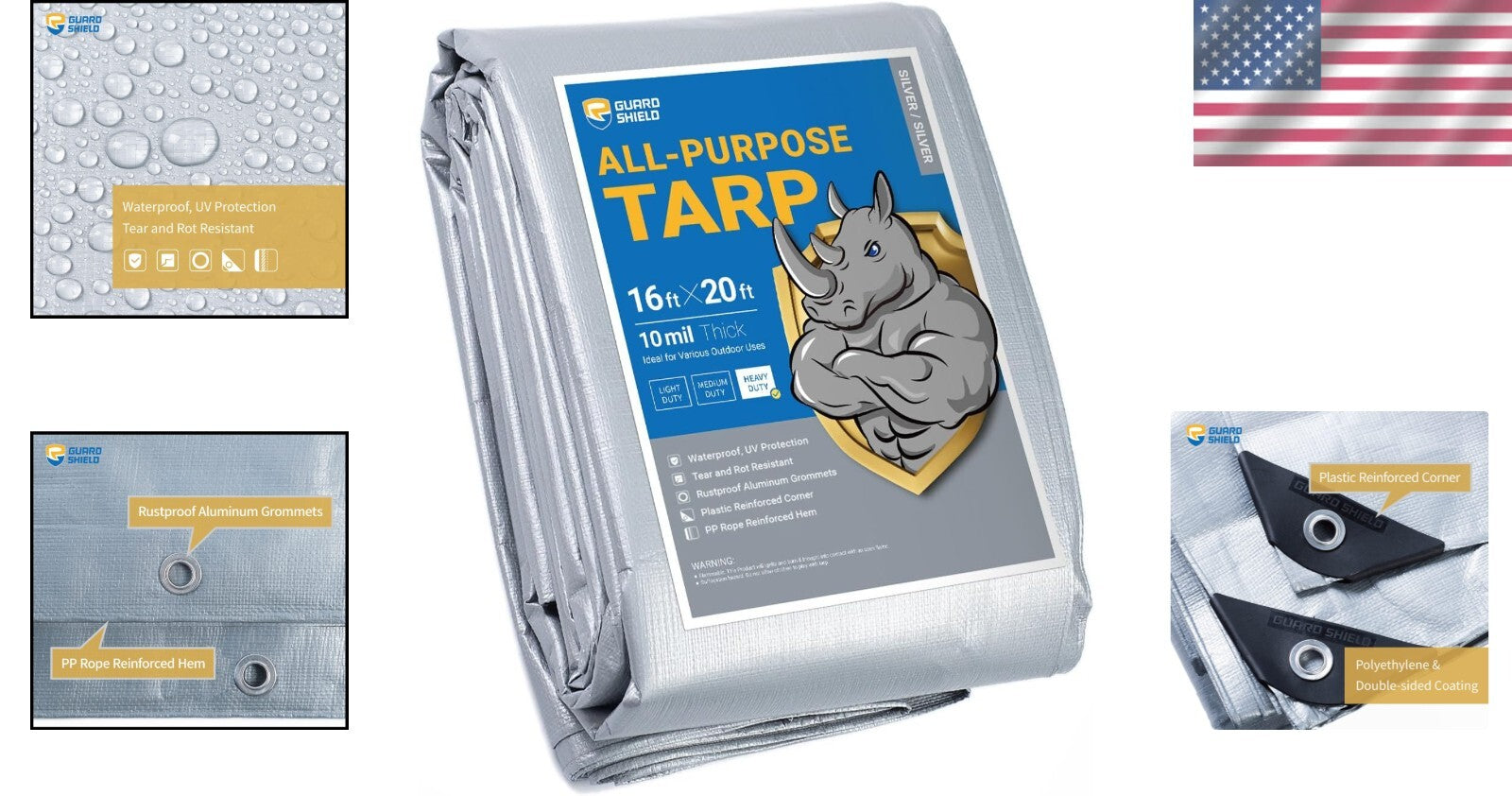 All-Purpose 10mil Silver Poly Tarp 16x20 - Strong, Durable, Weather-Resistant