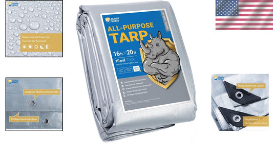 All-Purpose 10mil Silver Poly Tarp 16x20 - Strong, Durable, Weather-Resistant