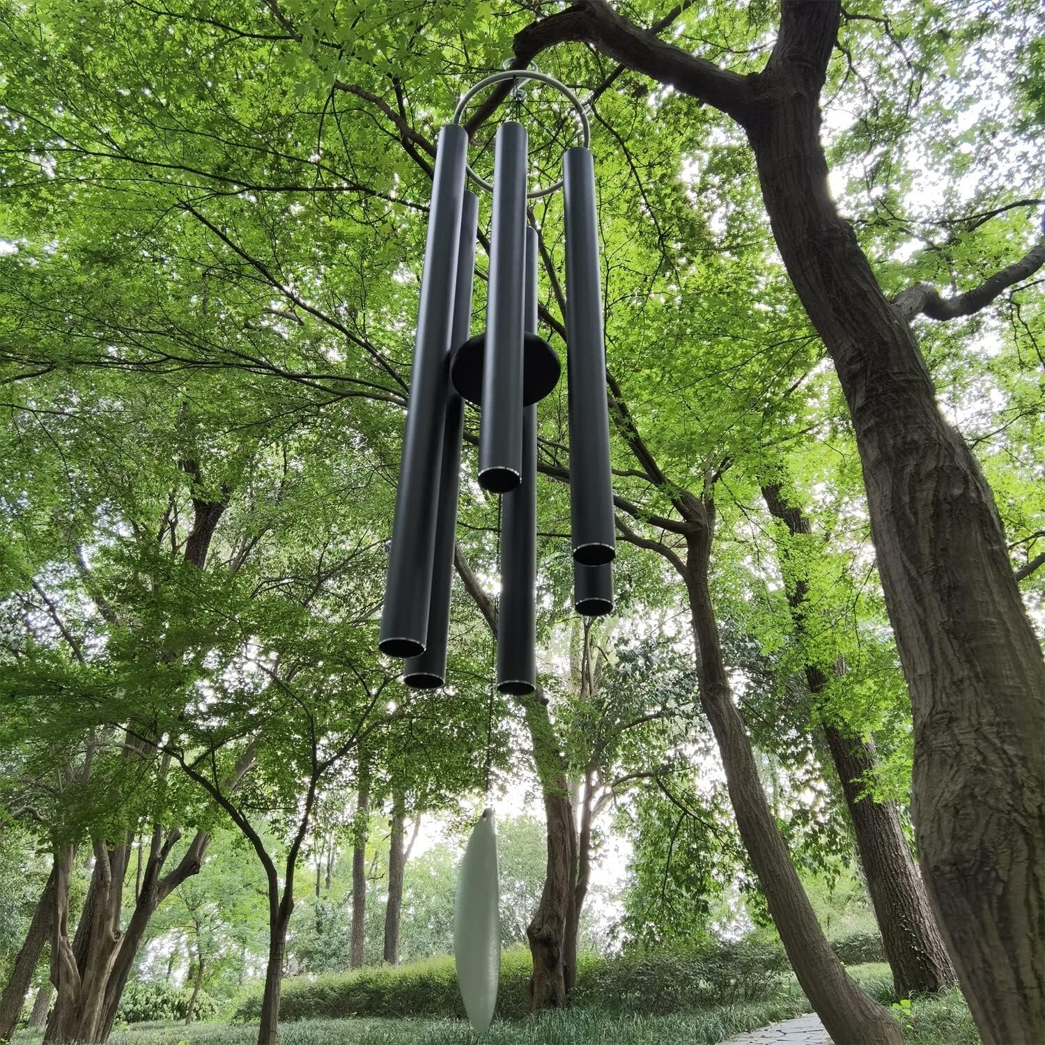 Elegantly Crafted 66-Inch Outdoor Wind Chimes - Perfect Sympathy Gift in Black