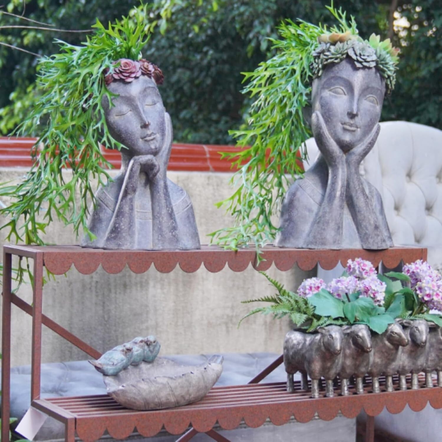 Creative Face Shaped Outdoor Planter with Drainage - Eye-catching Succulent Pot