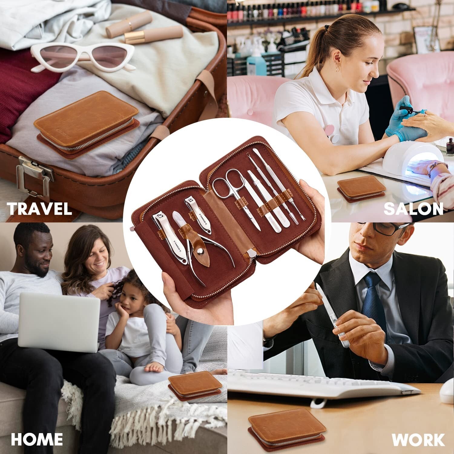 Ergonomic 8-Piece Manicure Kit for Men with Travel Case - Ultimate Grooming Gift