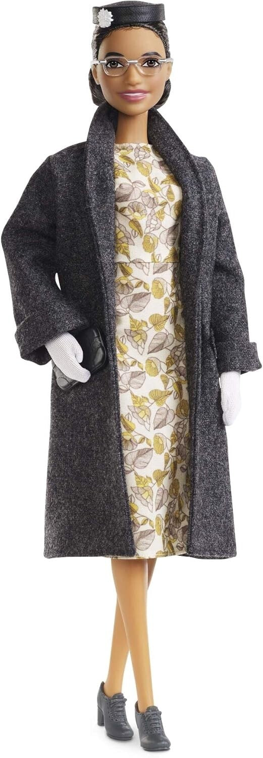 Commemorative Rosa Parks Doll in Floral Dress - Includes Stand & Authentication