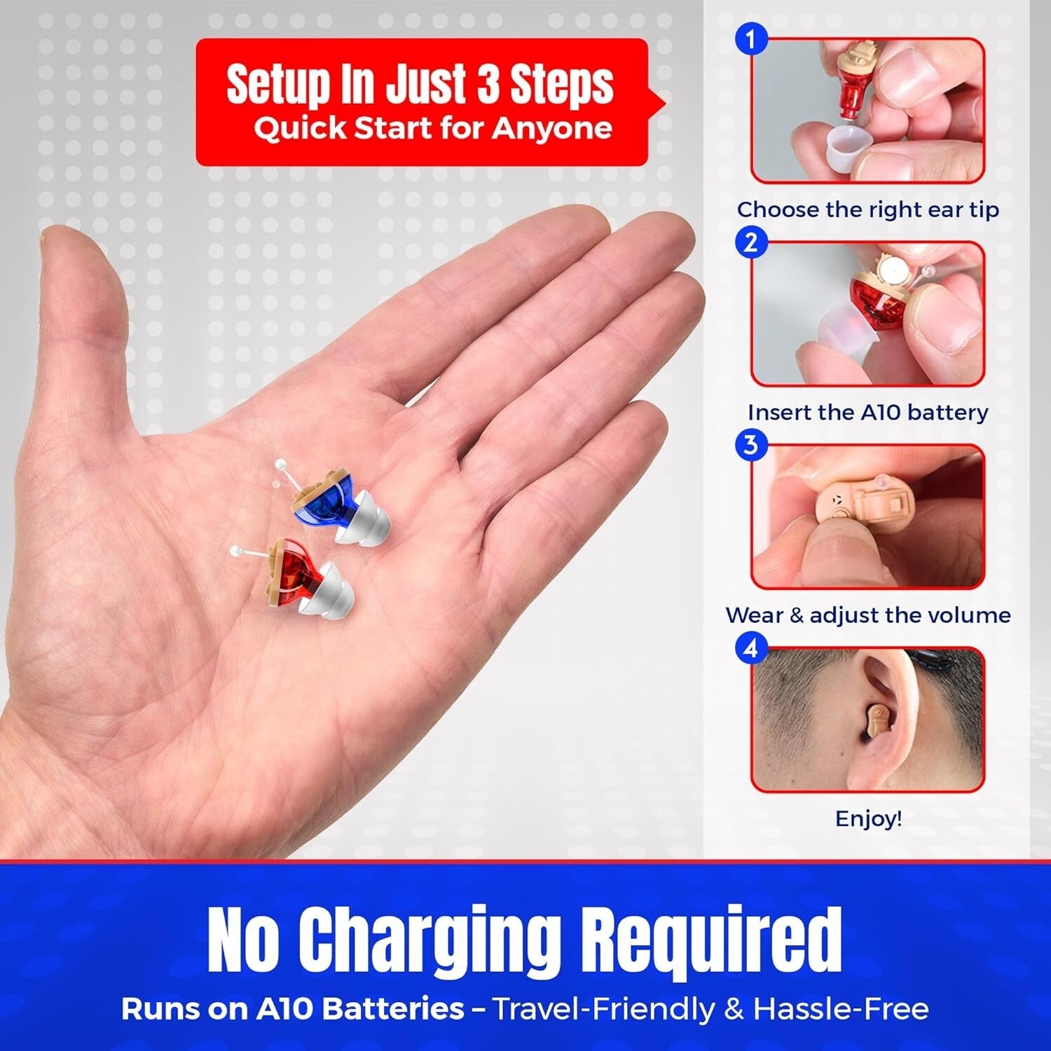 User-Friendly Digital Hearing Aids - Rechargeable Mini Amplifiers for Adults
