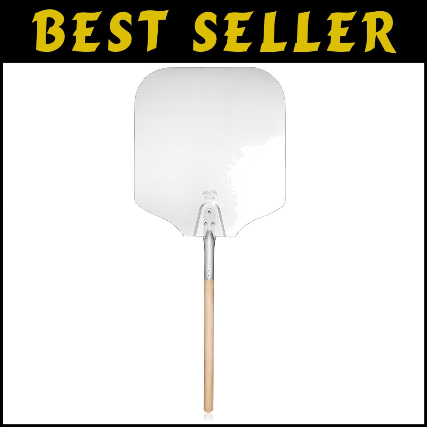 Aluminum Pizza Peel with 16x18 Inch Blade & Wooden Handle for Effortless Baking