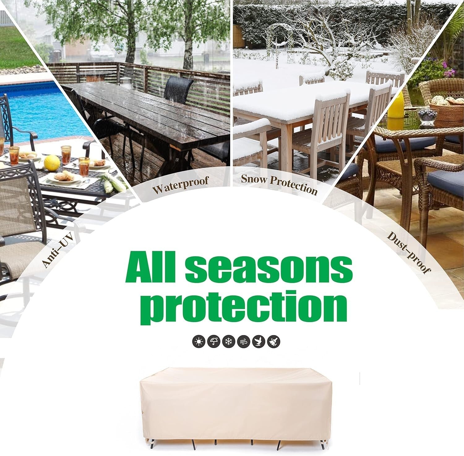 Extra Large Waterproof Patio Furniture Covers 140"x86" - Heavy Duty Protection