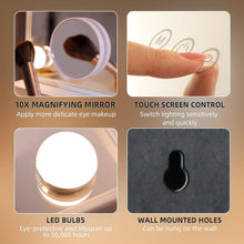 Load image into Gallery viewer, LED Lighted Makeup Mirror 22''x18'' with 10X Magnification &amp; 3 Color Settings
