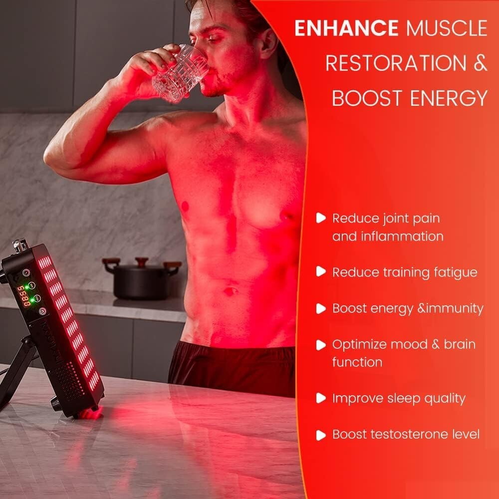 Enhanced Red Light Therapy Device - 105W LED with Cooling Fan & Eye Protection