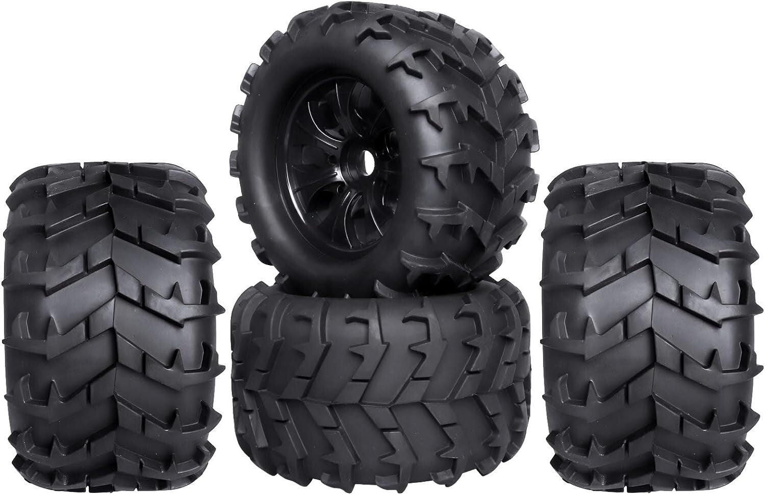 17mm Hex Pre-Glued Tire Set for 1/8 Scale RC Monster Trucks - High Performance