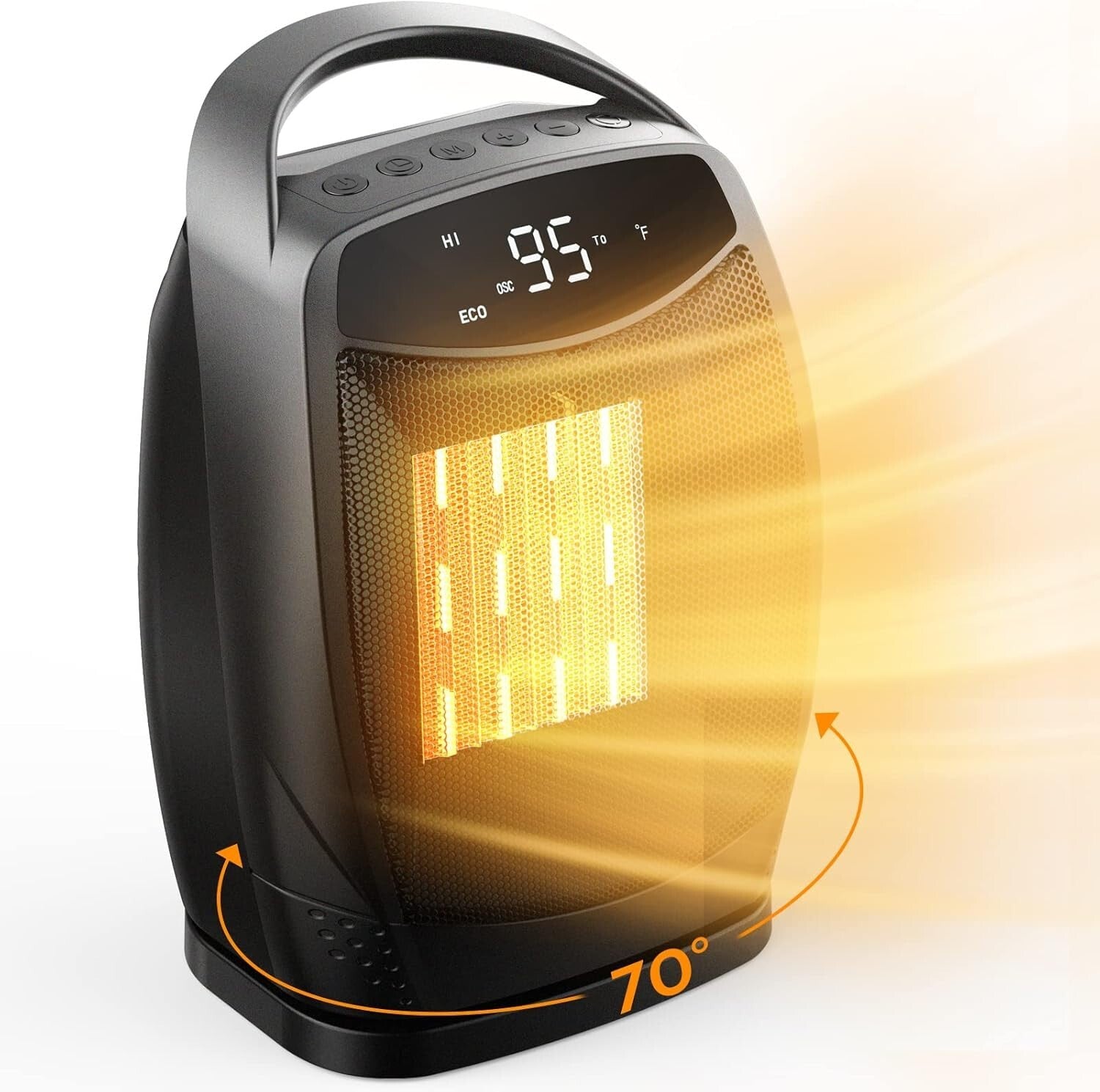 1500W/750W Portable Ceramic Space Heater with Adjustable Thermostat & Safety ...
