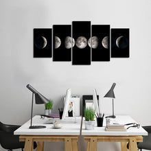 Load image into Gallery viewer, Ready to Hang Moon Phases Art - Elegant Black &amp; White Lunar Canvas Paintings