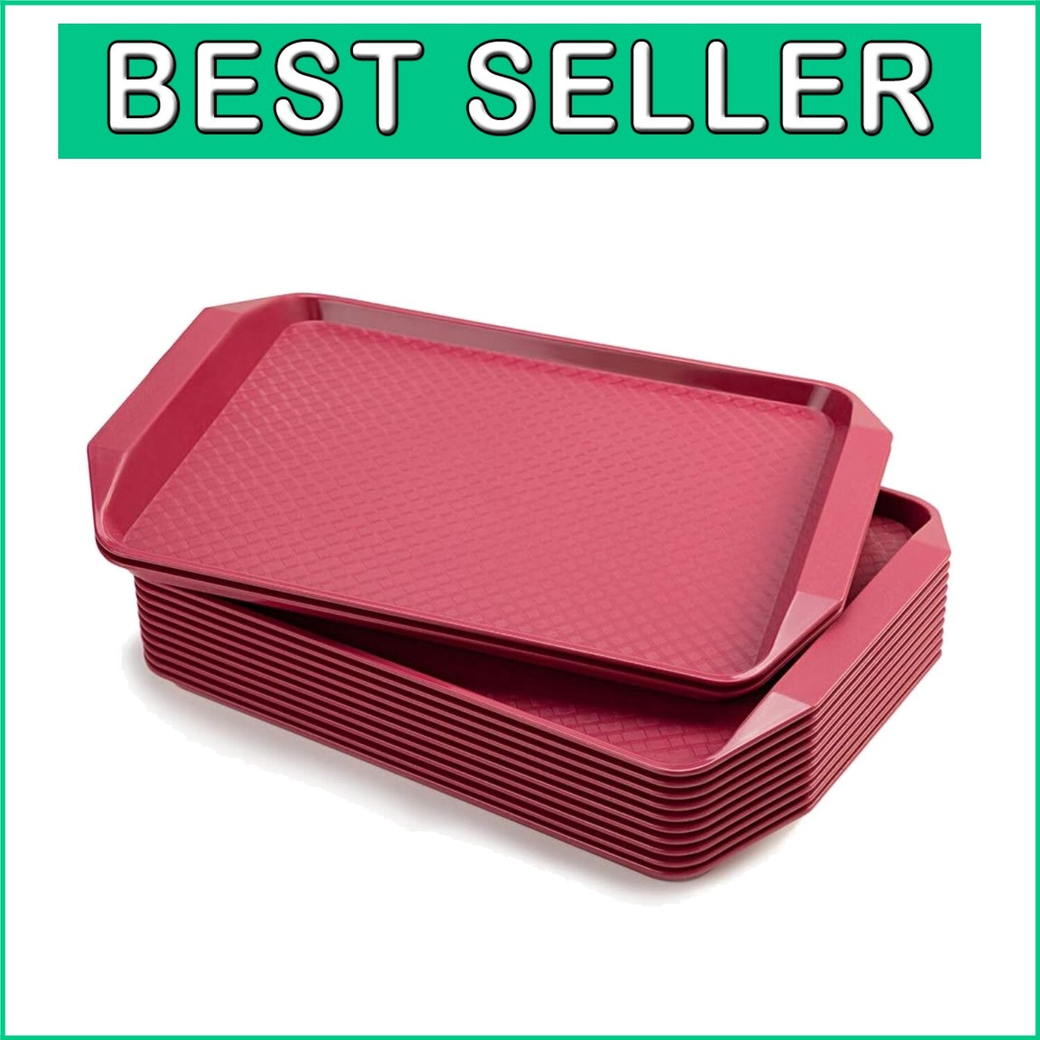 16.95" x 11.82" Modern Plastic Fast Food Trays - Set of 12 for Versatile Use