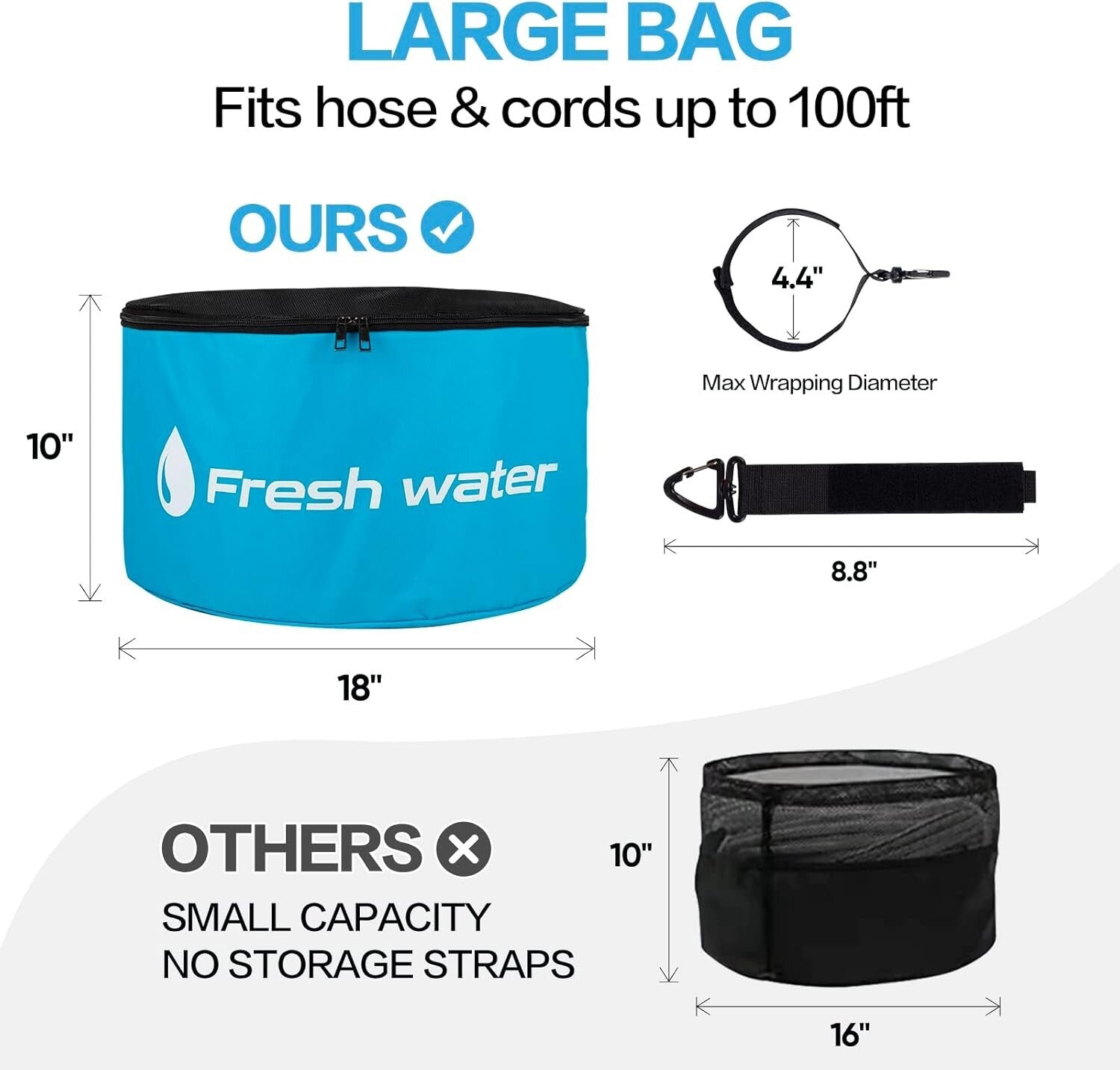 Efficient 4-Pack RV Sewer Hose Storage Bags with Waterproof Liners and Zippers