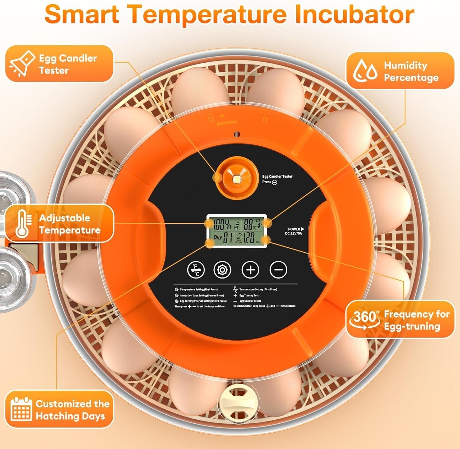 18 Egg Automatic Egg Incubator with Humidity Control - Perfect for Home and Farm