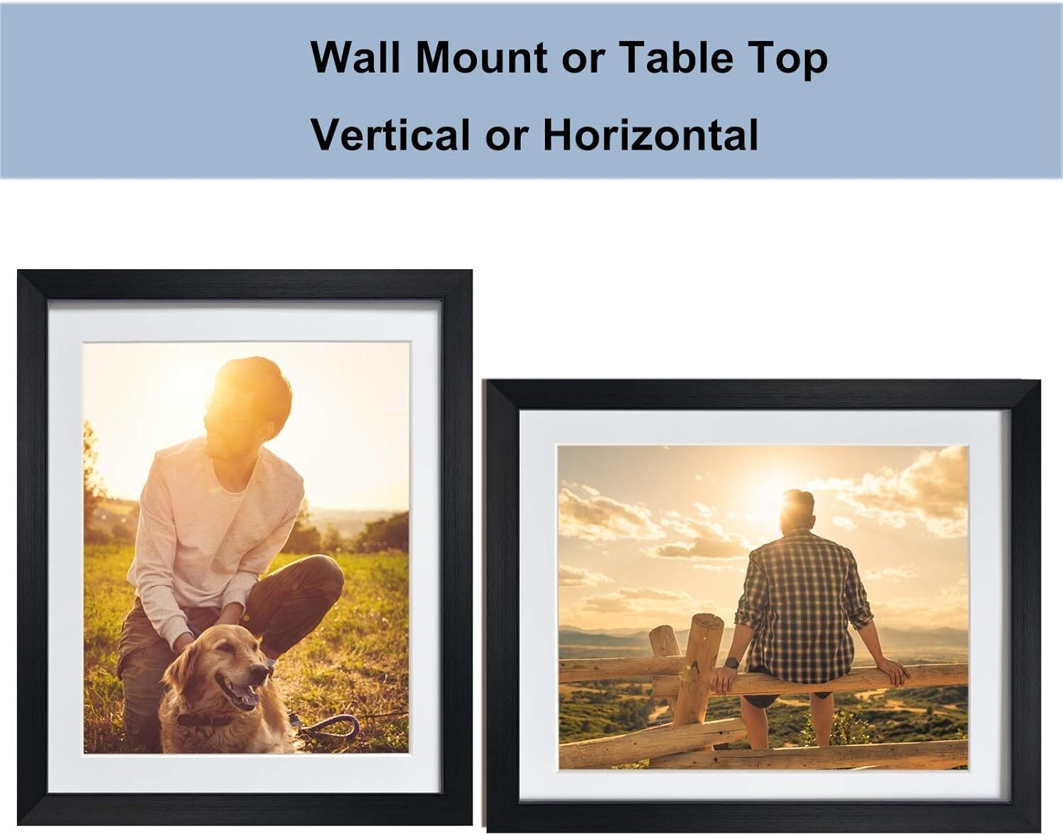 Durable Black 8x10 Picture Frames | Set of 8 with Mat for Wall/Table Display