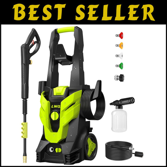 Versatile Pressure Washer 2.5 GPM for Home Cleaning - With Foam Cannon & Storage