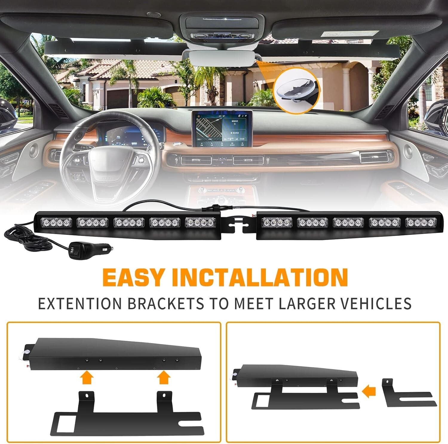 Durable 2x17 Inch LED Warning Safety Lights Bar for Trucks & Emergency Vehicles