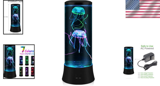 Multicolor Jellyfish Lamp - 15 Inch LED Liquid Motion for Relaxation & Fun