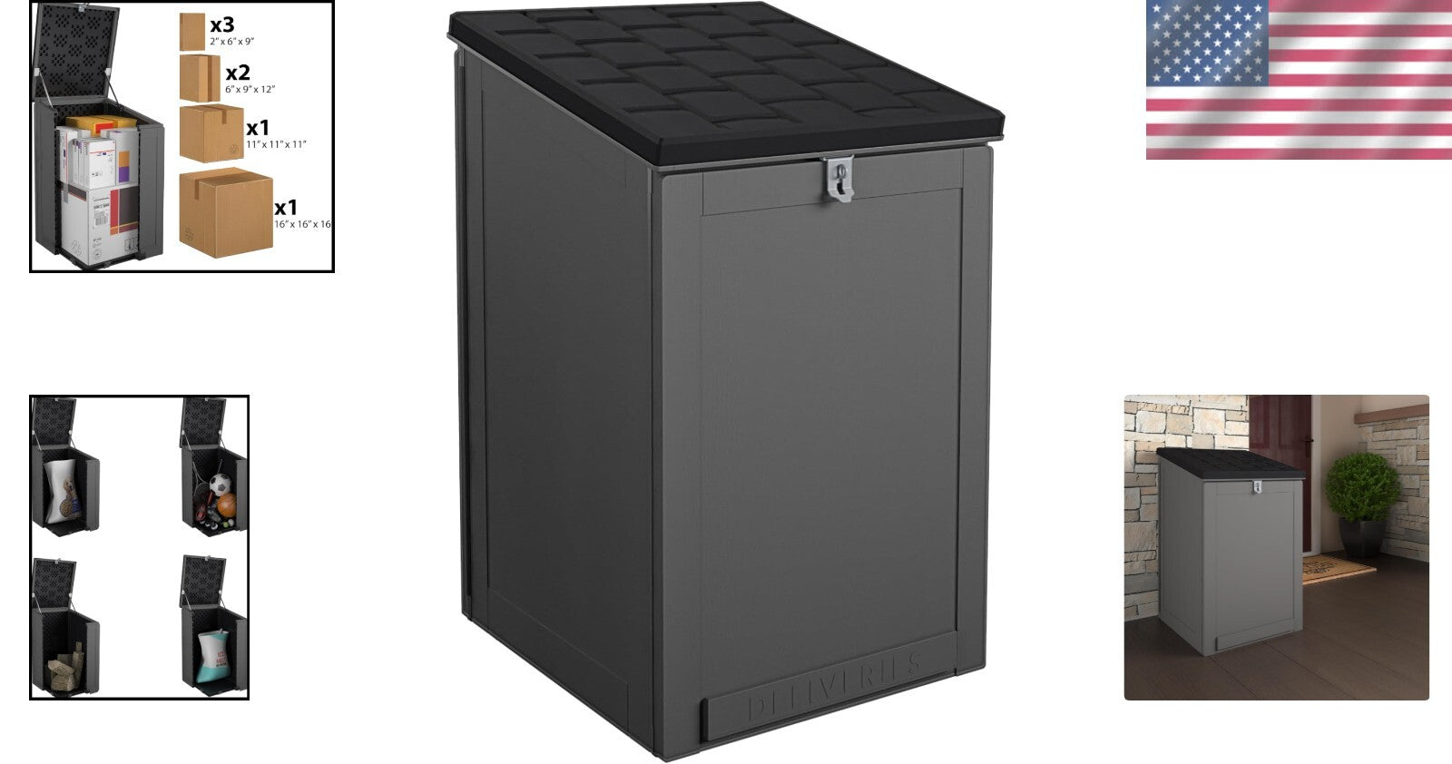 Impact-Resistant Outdoor Storage Box with Hinged Lid - Ideal For Deliveries