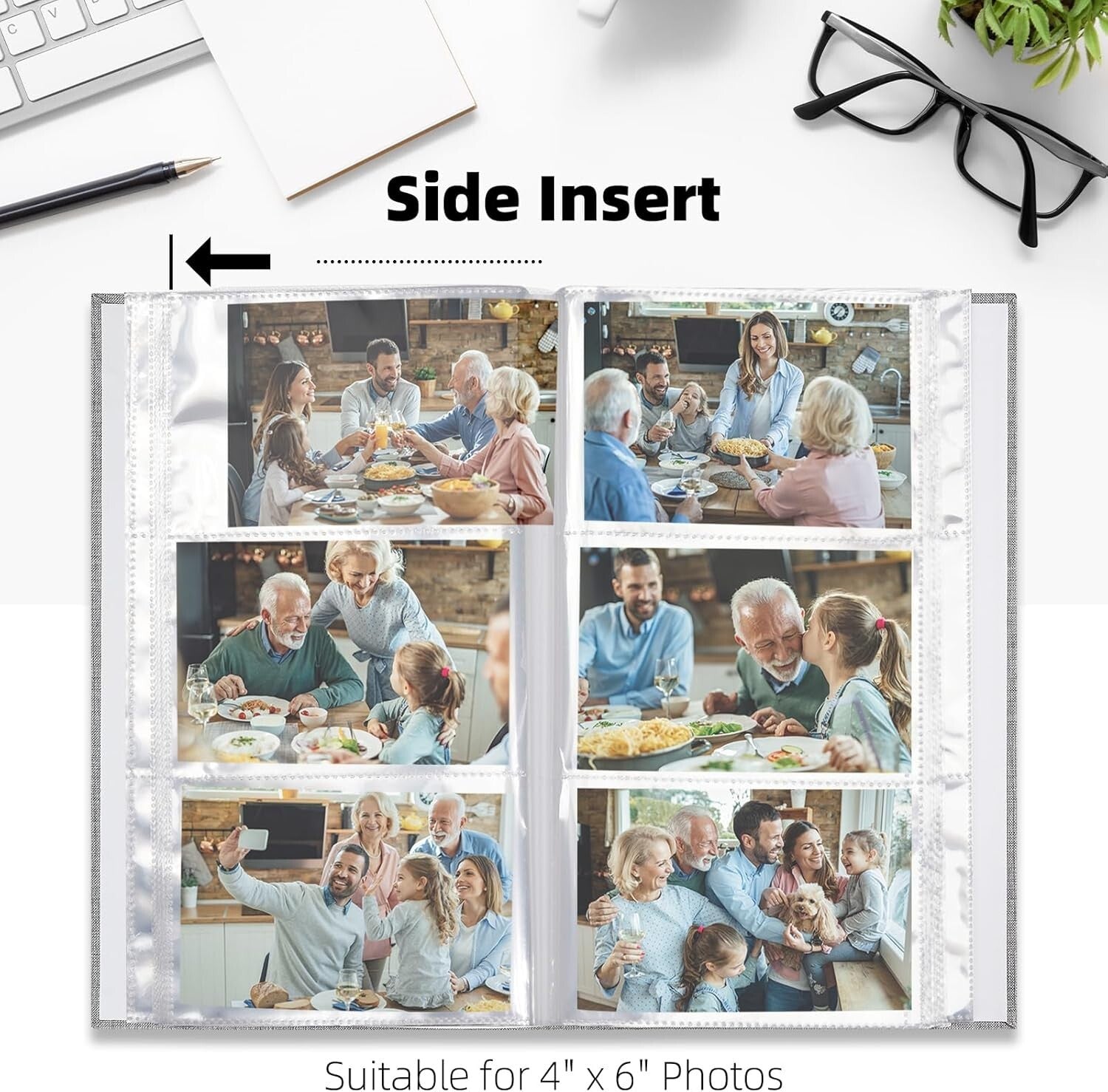 Deluxe 4x6 Photo Album Set - 600 Capacity Linen Cover Memory Books in Beige