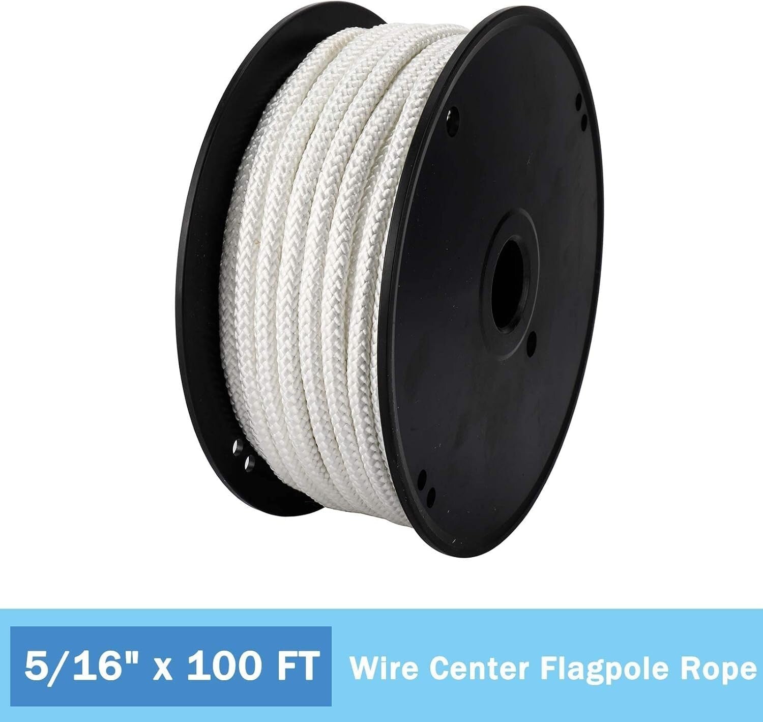 High-Strength 100 ft Wire Center Flagpole Rope - UV Resistant, Easy to Use